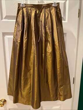 Women's Metallic Gold A-Line Maxi Skirt